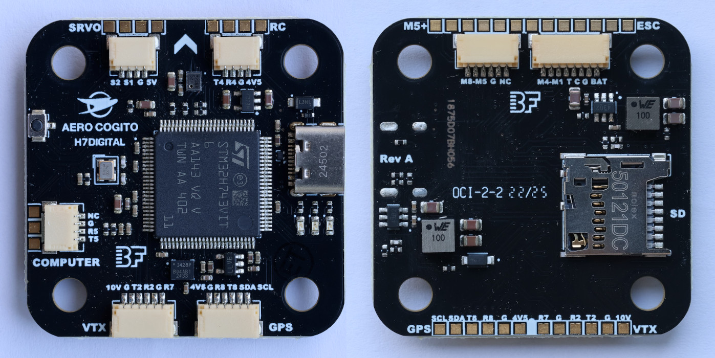 H7-Digital Flight Controller Top & Bottom View, Side by Side